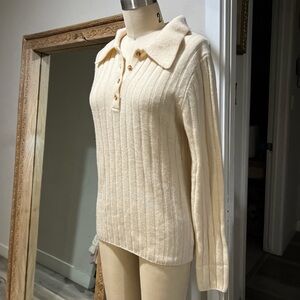 Khaite Wool Half Button Cream Sweater